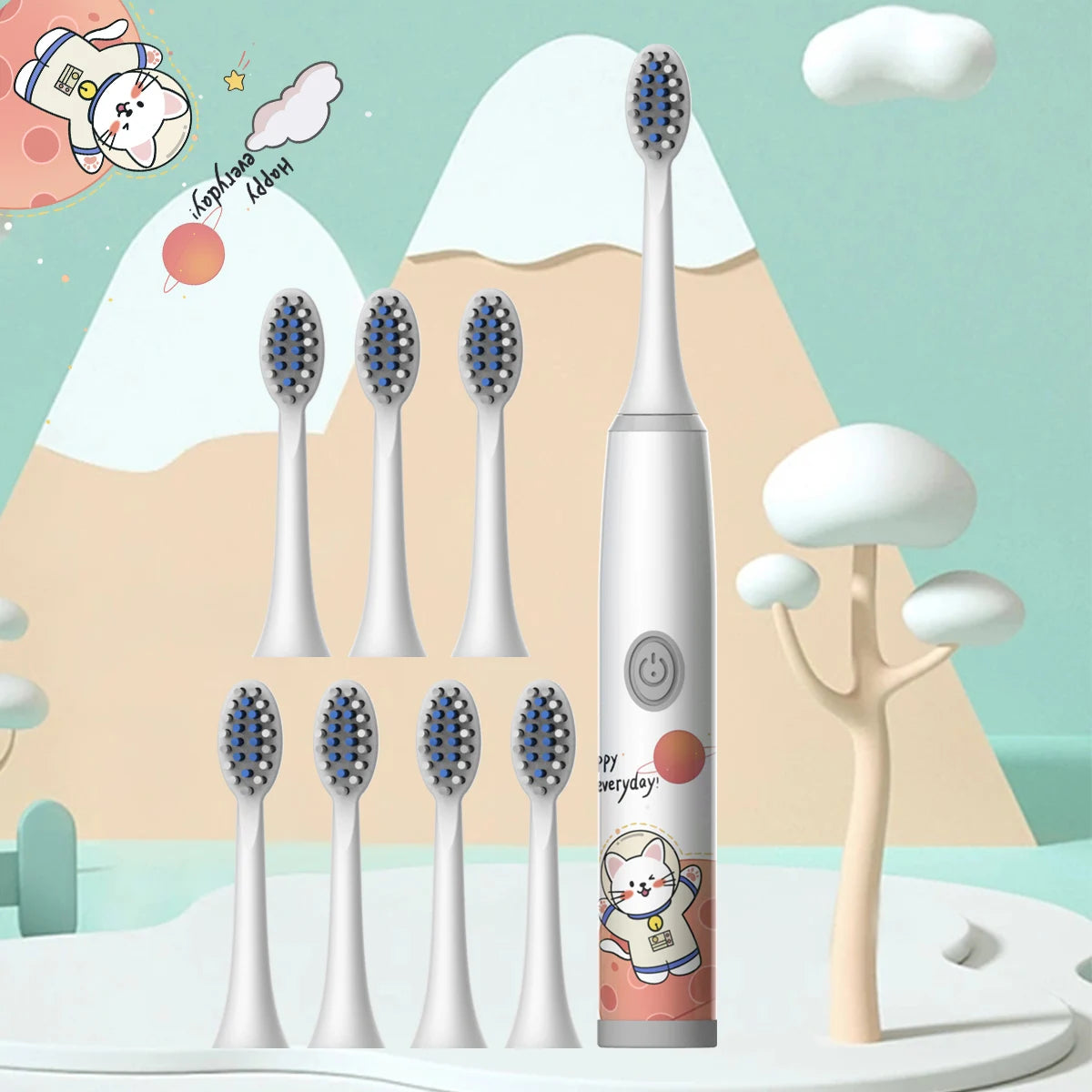 Cartoon Space Kids Electric Toothbrush & Soft Brush