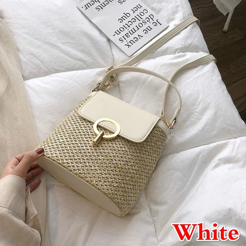 Sac seau tissé Coréen - Élégance estivale féminine