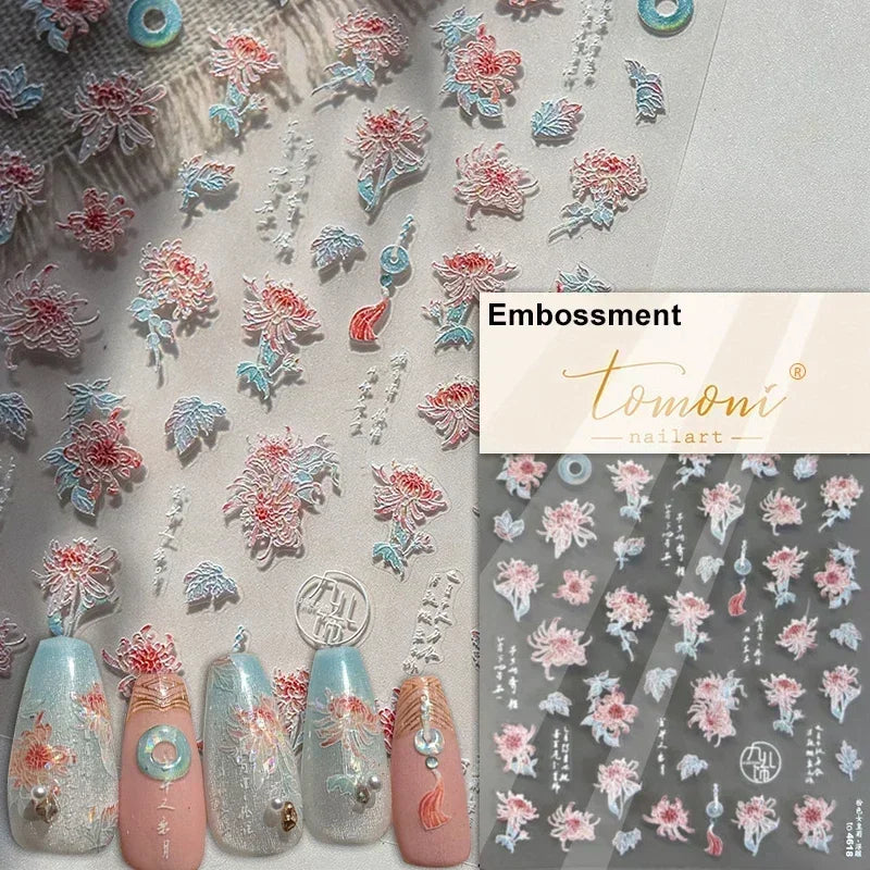 Autocollants Kawaii 5D Jasmin Pailleté pour Ongles