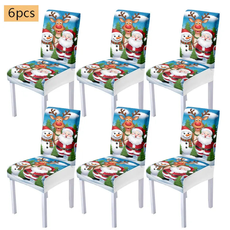 Ensemble housse de chaise et nappe Noël extensible