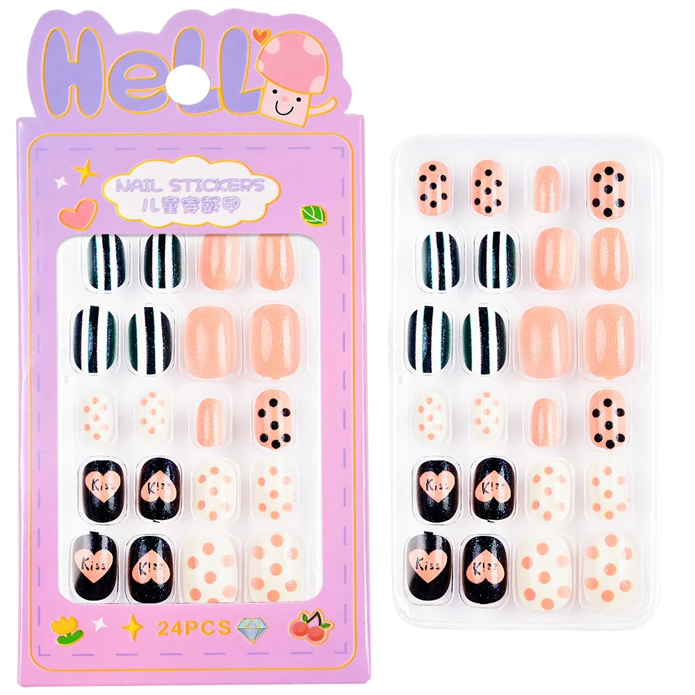 Kawaii Ongles Enfants - 24 Pièces Mignonnes