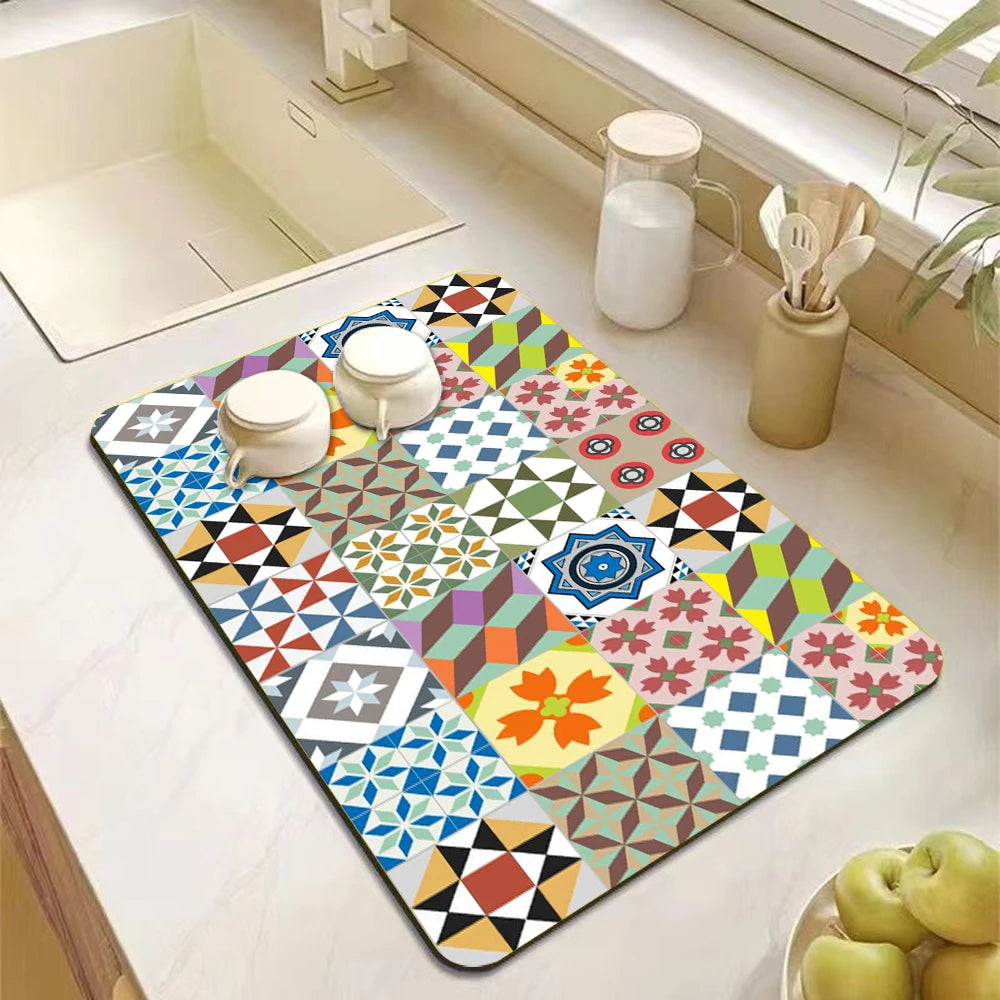 Mandala Kitchen Drying Mat - Eco-Friendly & Non-Slip