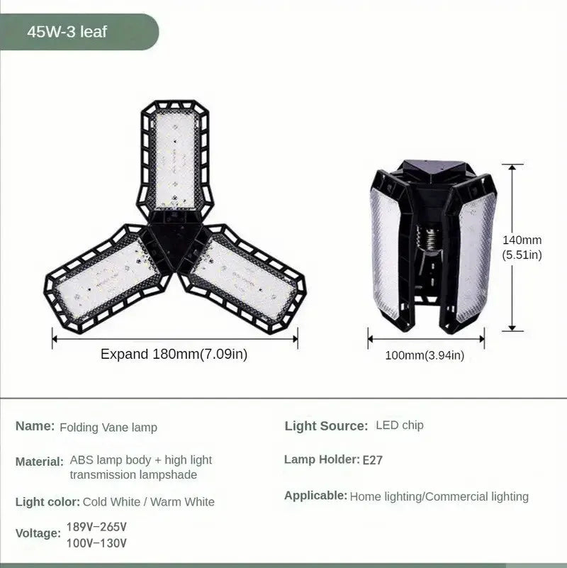 PIBAOGU FlexiBright LED Garage Lights - 45W to 80W
