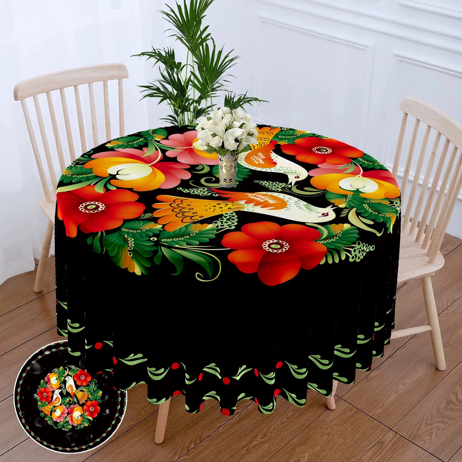 Nappe ronde florale imperméable 63 - Style moderne