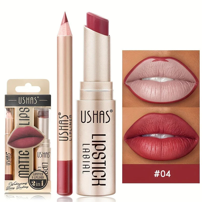 USHAS Waterproof Lipstick Set - Long-Lasting Color