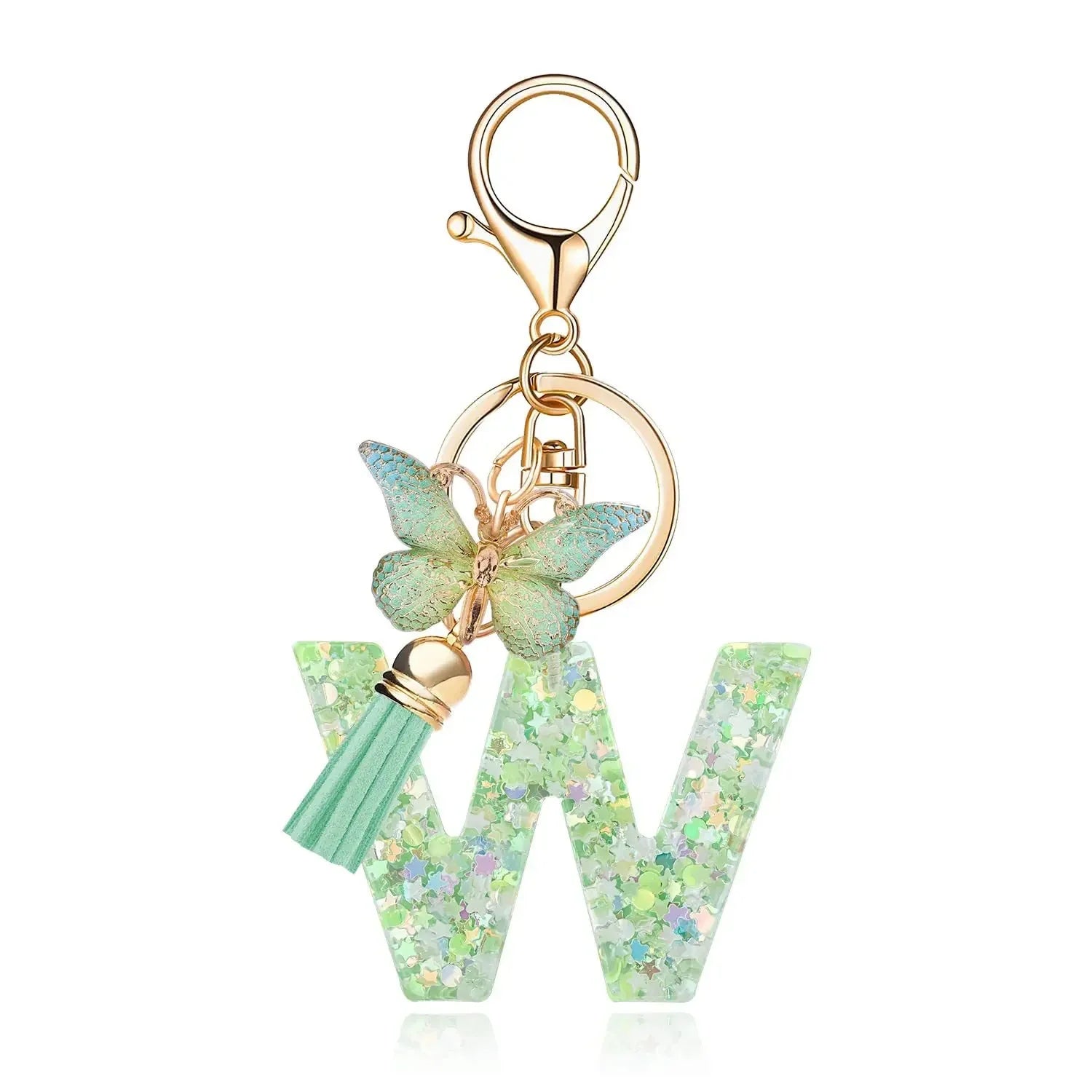 Green Butterfly Resin Keychain - Chic Gift Accessory