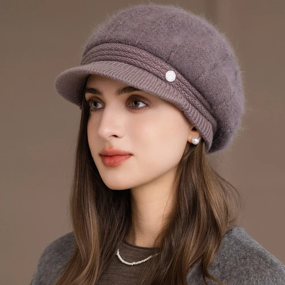 Chapeau Dandy Femme Hiver en Fourrure et Tricot