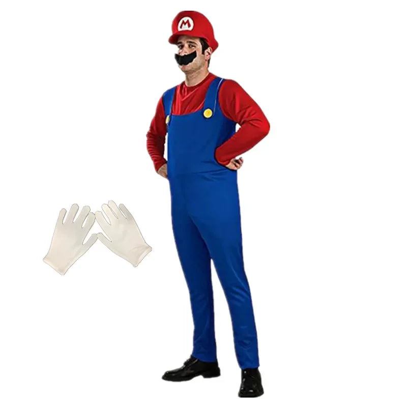 Costume Mario Bros Adulte avec Chapeau et Moustache