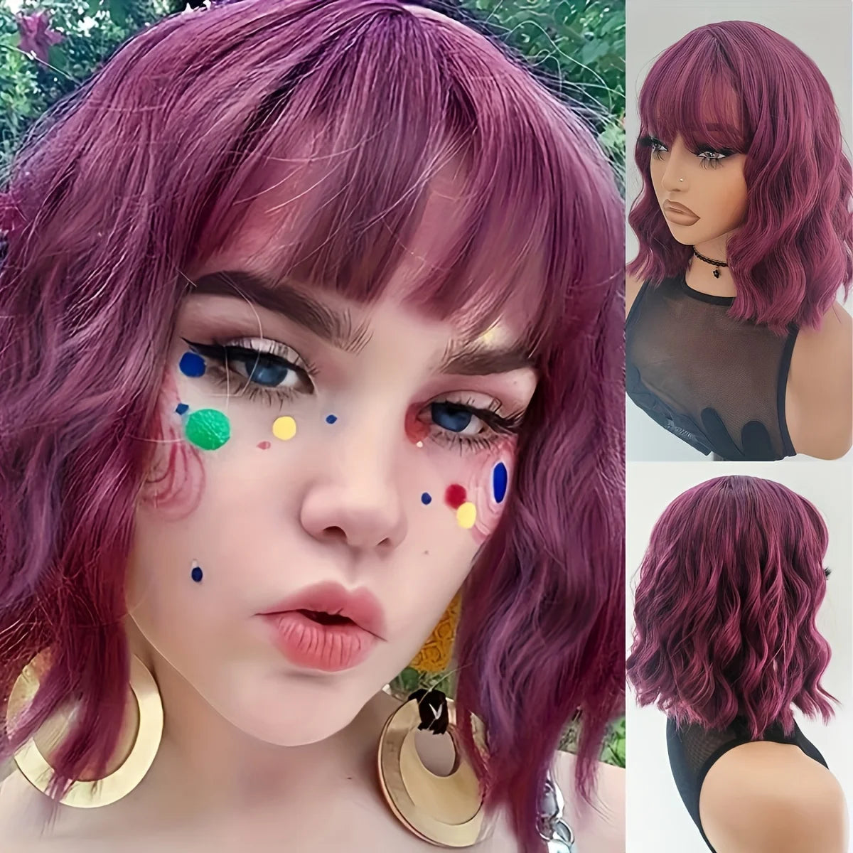 Perruque Ondulée Rose