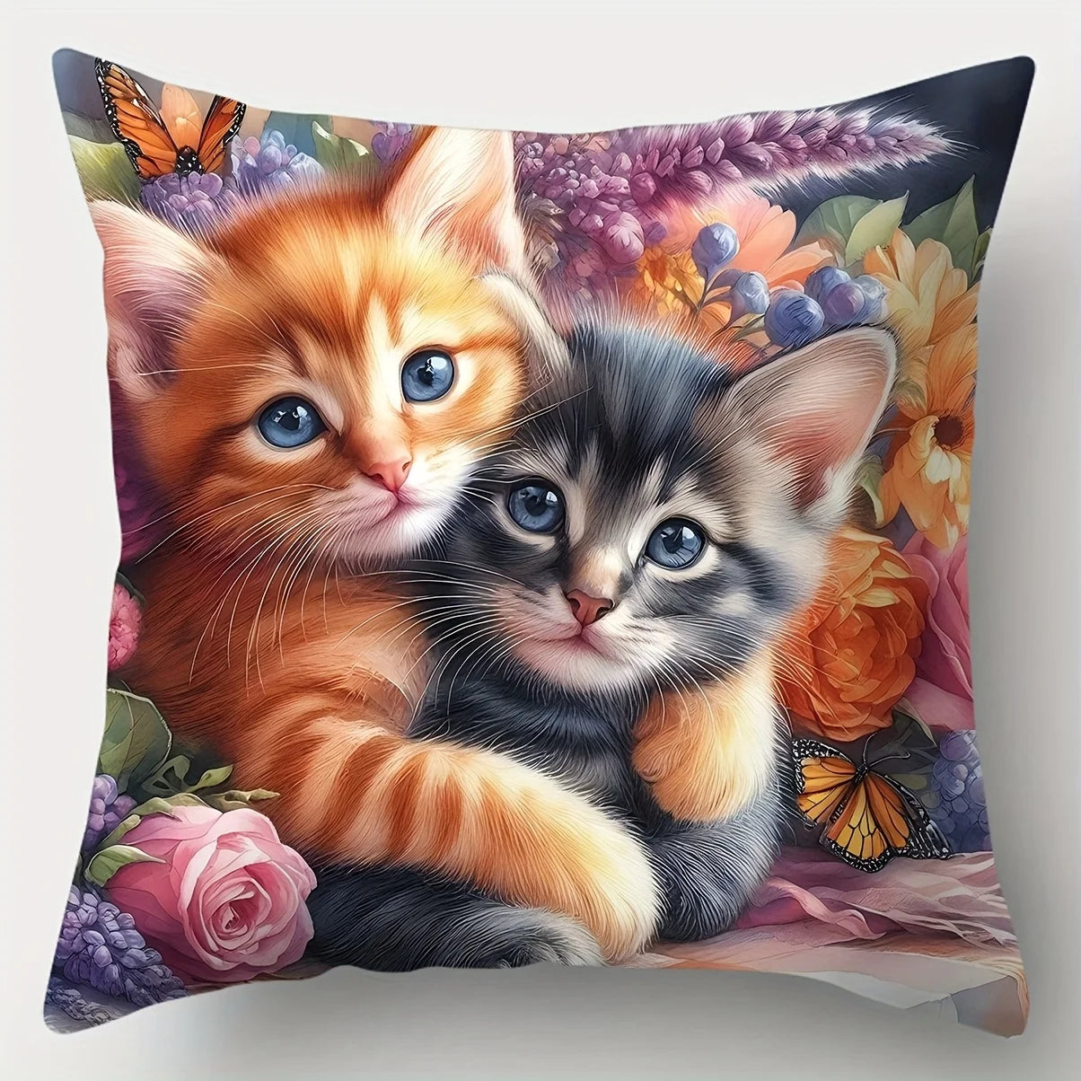 Coussin Chat Mignon - Housse Décorative Élastique 45x45cm