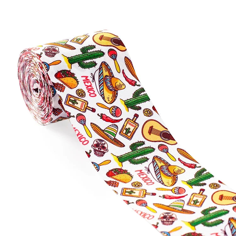 Ruban Grosgrain Fleurs Mexicaines - 5 Yards DIY