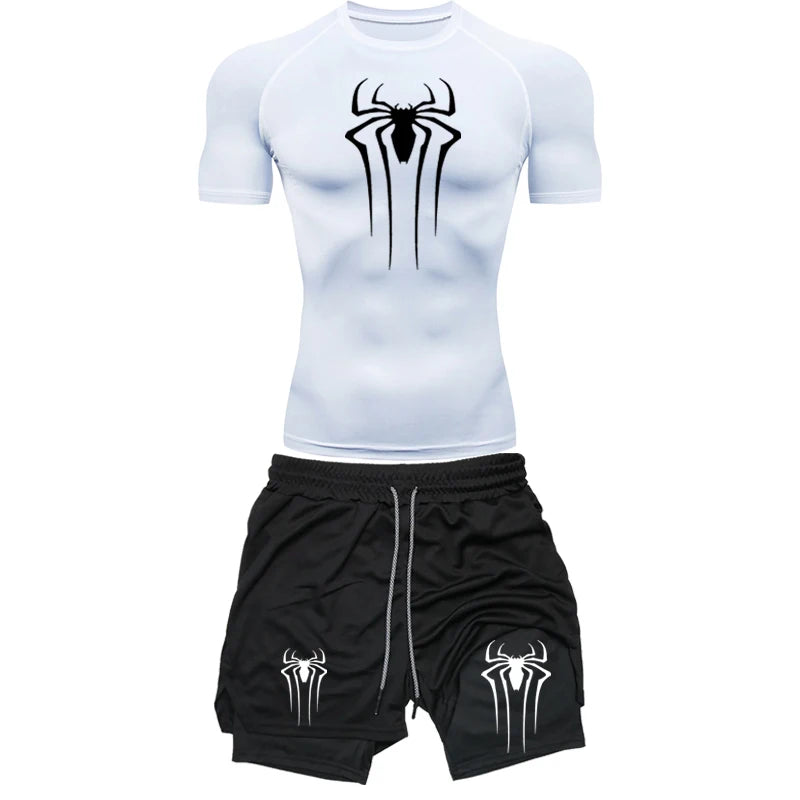 Ensemble Sport Homme Compression Araignée Séchage Rapide