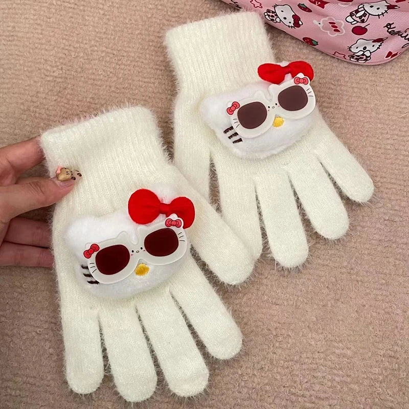 Gants Kawaii Hiver Kuromi & Hello Kitty