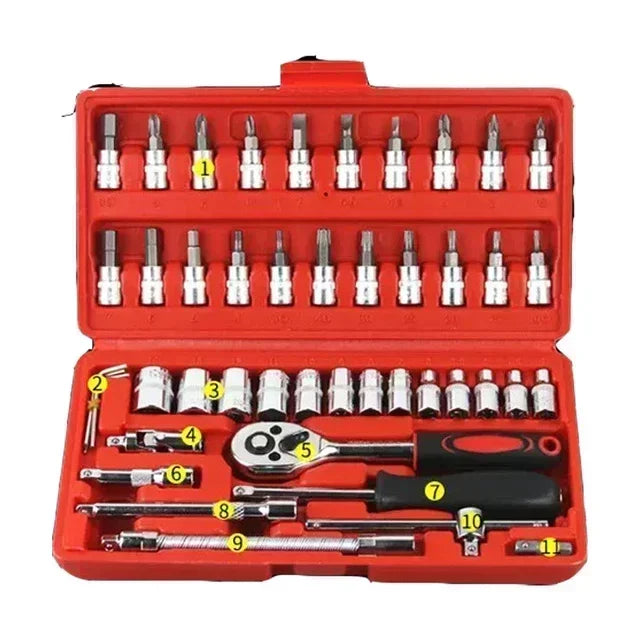 Kit d'outils auto 46/53 pièces acier.