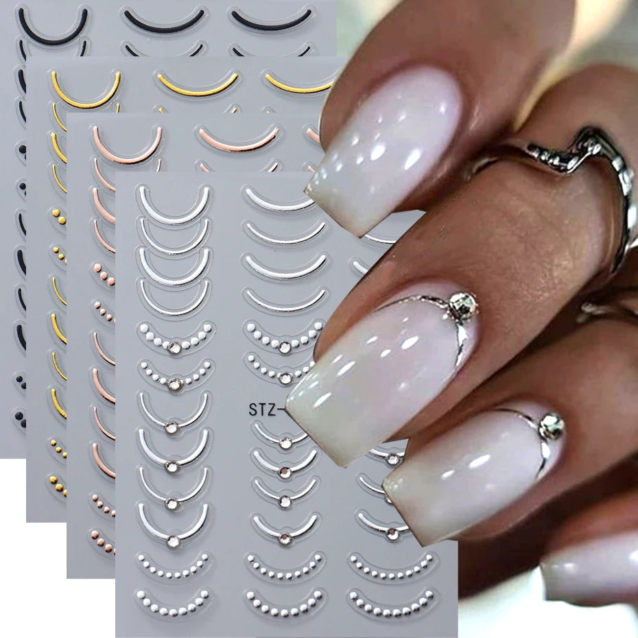 Autocollants 5D Strass Argentés Nail Art