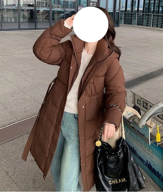 Veste Hiver Chic à Capuche et Ceinture Femme