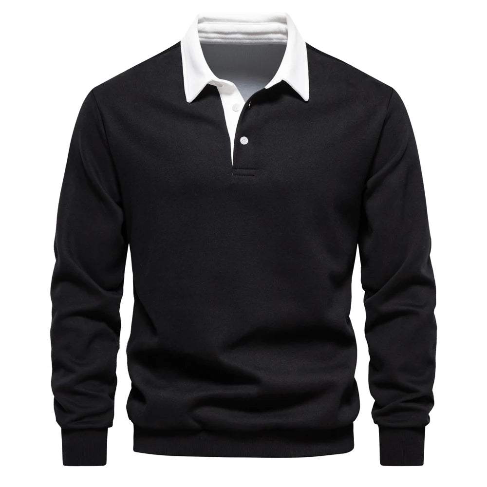 Polo-Style Casual Cotton Hoodie for Men