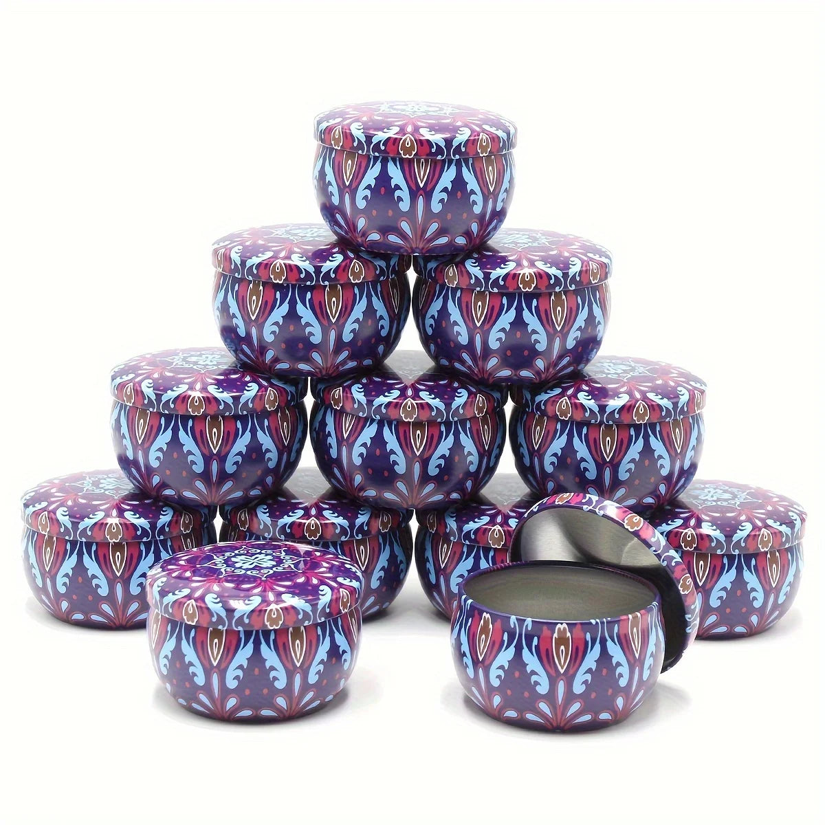 Floral Candle Craft Kits: 12 Premium Metal Containers