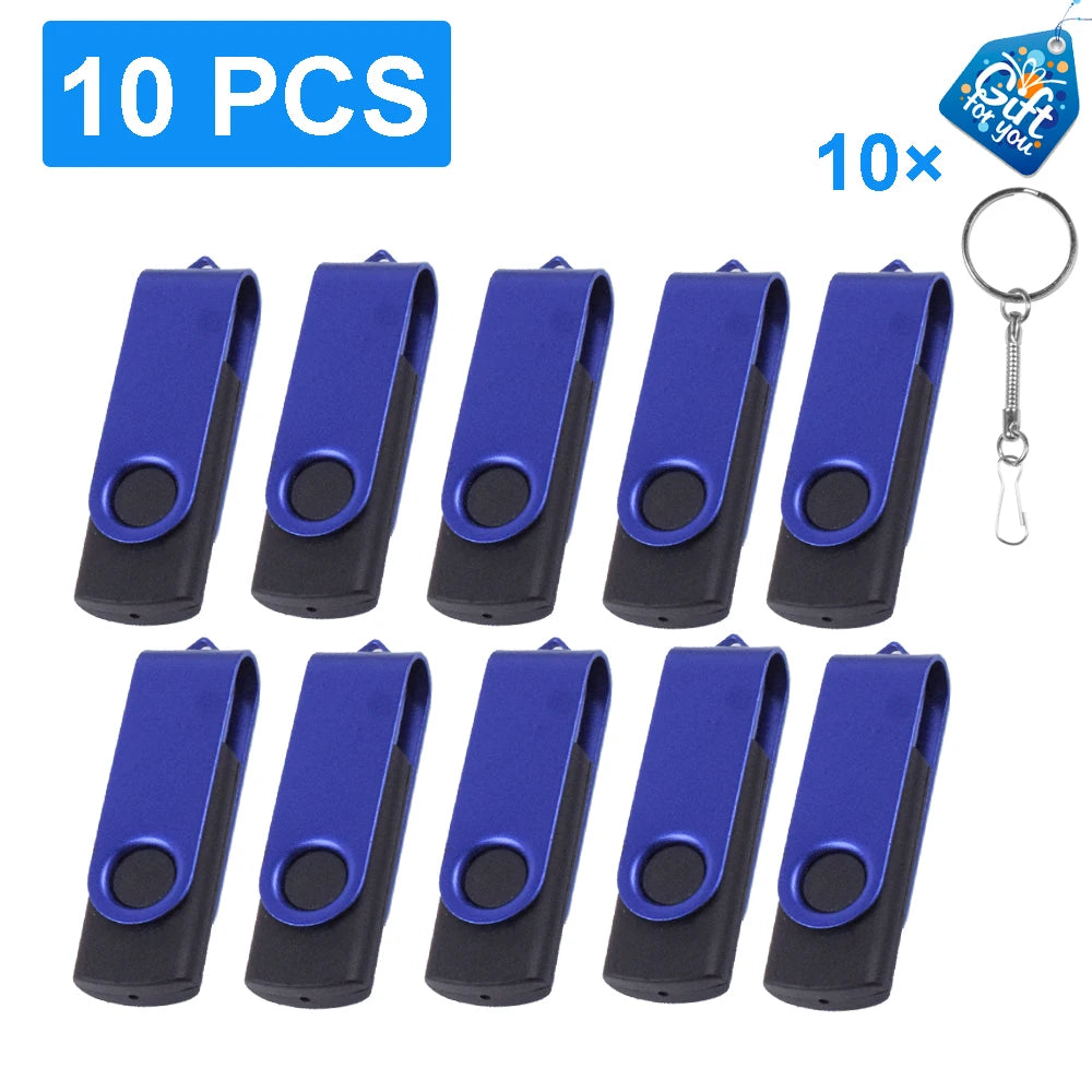 Clé USB Rotative 128Go - Bleu Élégant