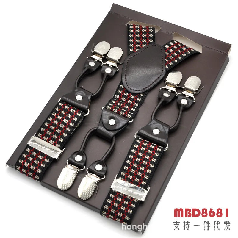 Adjustable 6-Clip Suspenders for Men & Women