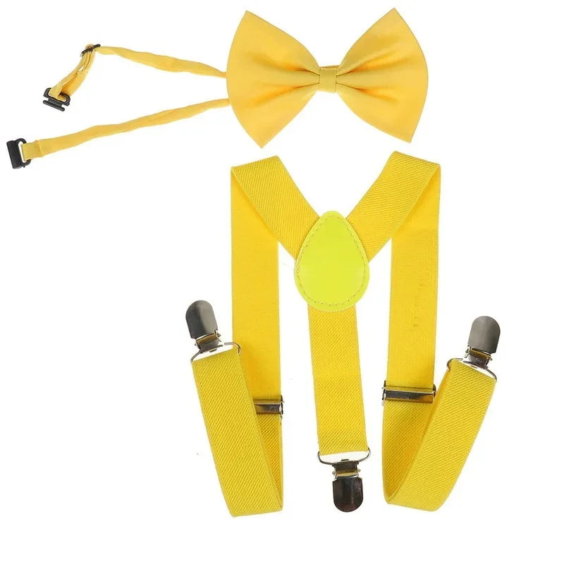 Red Y-Shape Suspenders with Bow Tie Set for Kids