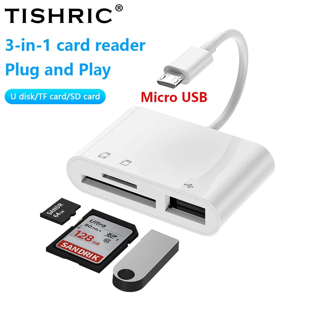 TISHRIC 3-in-1 Type-C Card Reader Adapter