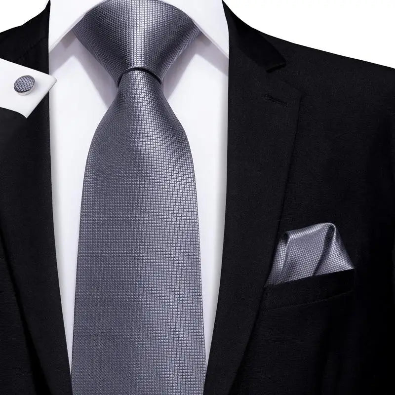 Cravate Élégante Hi-Tie en Soie Gris Fumé pour Hommes