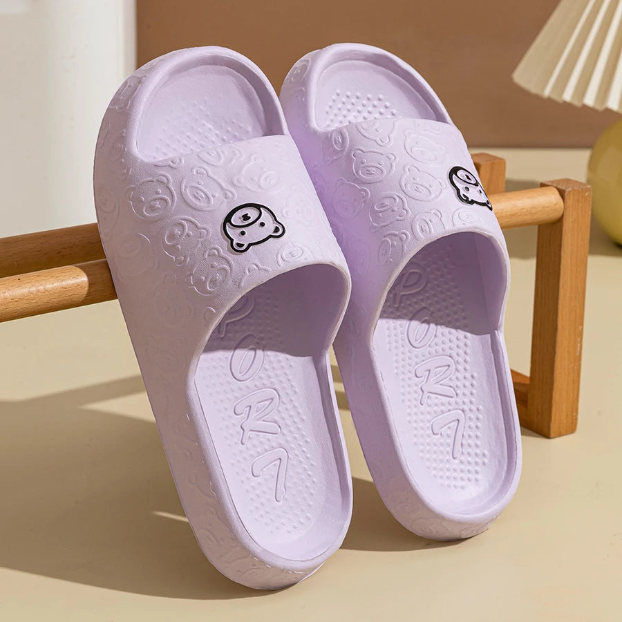 Cozy Bear Print Summer Slippers for All