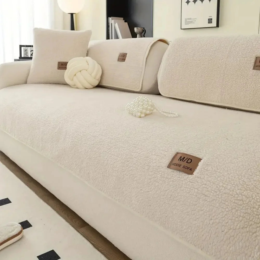 Housse Antidérapante Sherpa avec Décor PU Universel