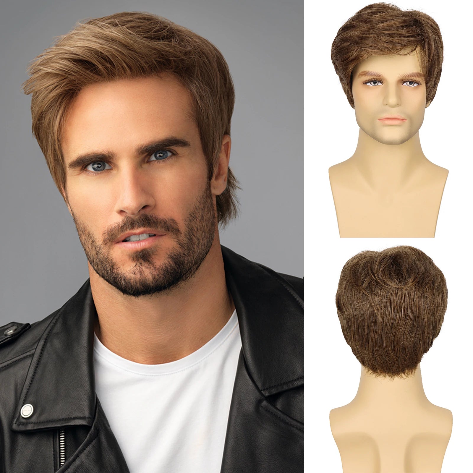 Short Side-Part Black Wig for Men - G&T Collection