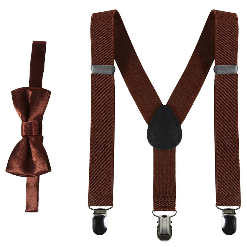 Kids' Clip-On Colorful Suspenders with Bowtie