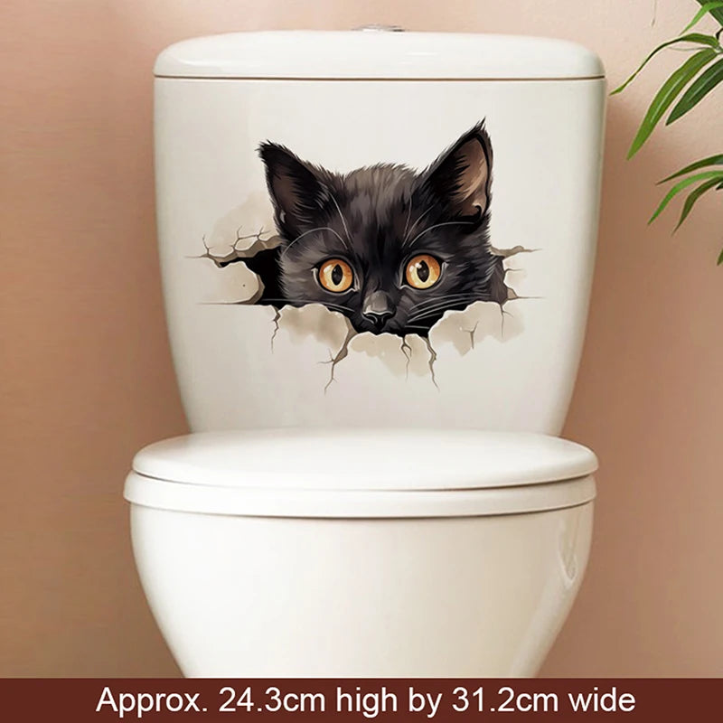 Autocollant Toilette Chaton 3D - Décor Amusant !
