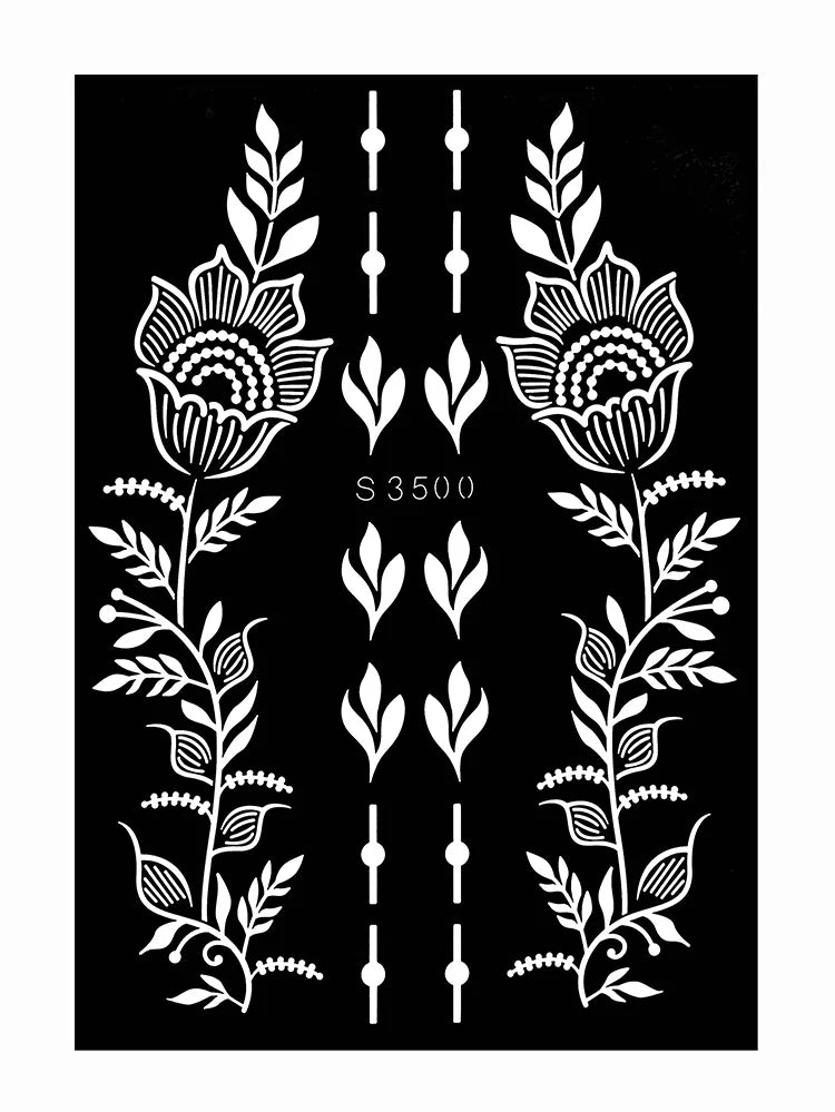 Pochoir Henné Fleurs - Tatouage Éphémère Réutilisable