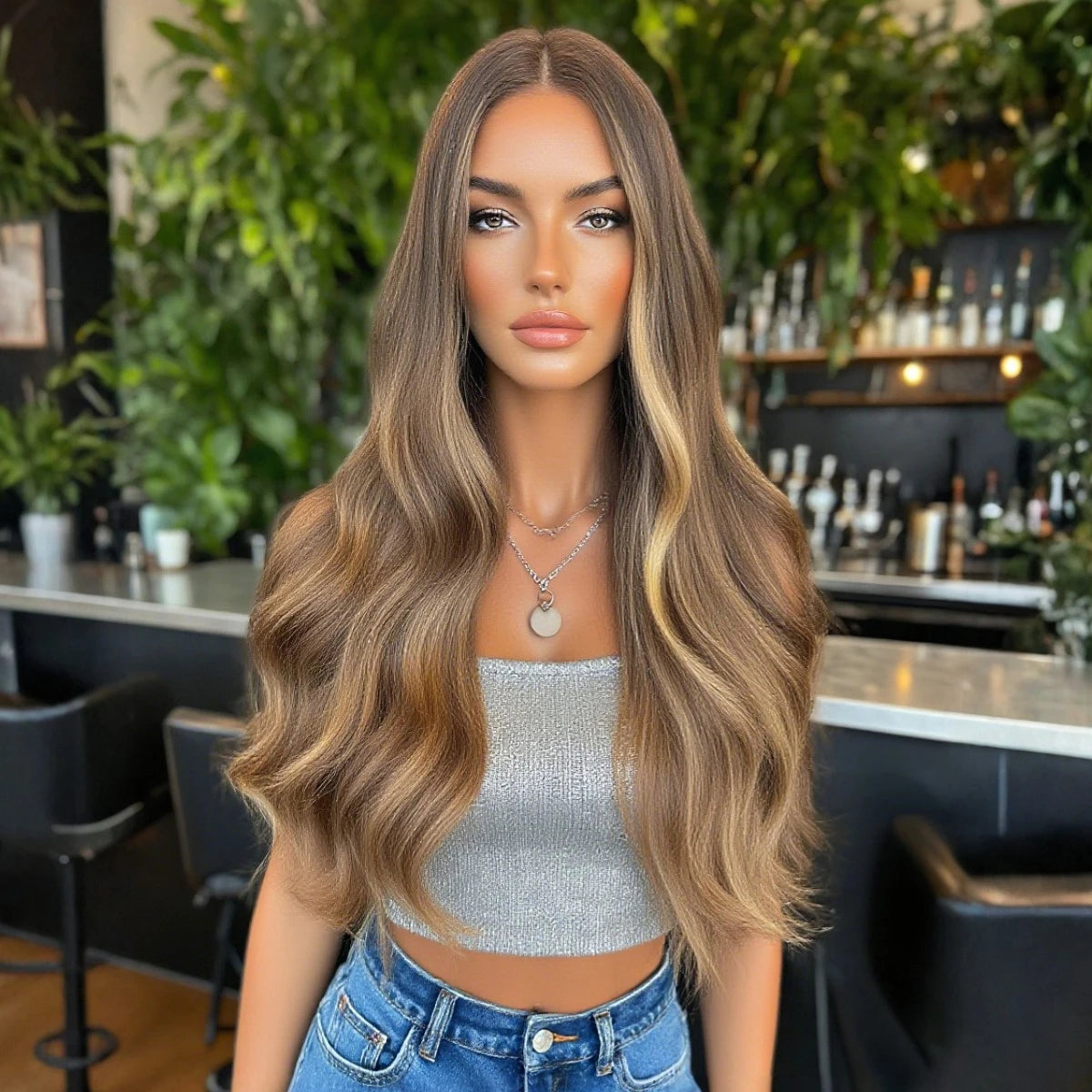 Perruque Bouclée Frangée Multicolore 30 Résistante