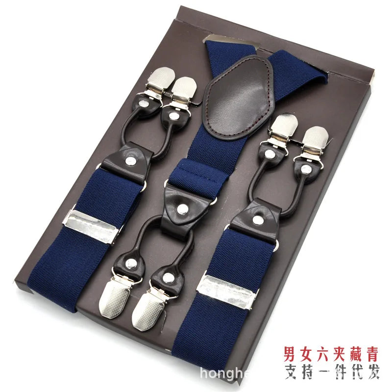 Adjustable 6-Clip Suspenders for Men & Women