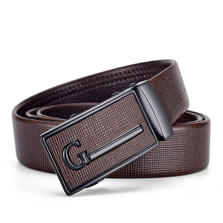 Ceinture Cuir Noir Homme, Boucle Métallique Automatique
