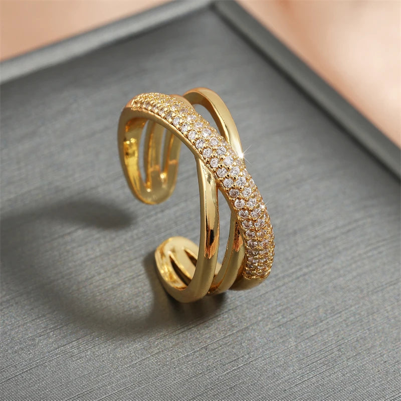 Bague Zircon Double Couches ZAKOL Or