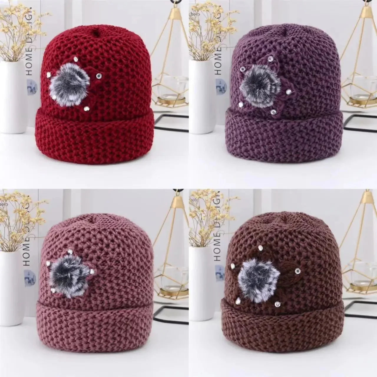 Chapeau d'hiver élégant à nœud pour femmes âgées