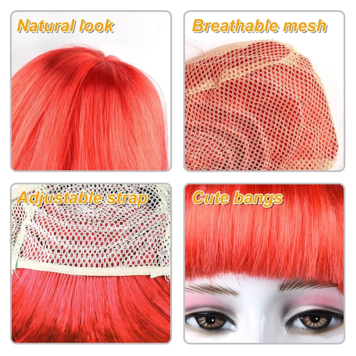 Perruque Bobo Néon Fun pour Fêtes et Cosplay