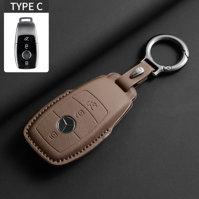 Luxury Leather Remote Key Case for Mercedes Models