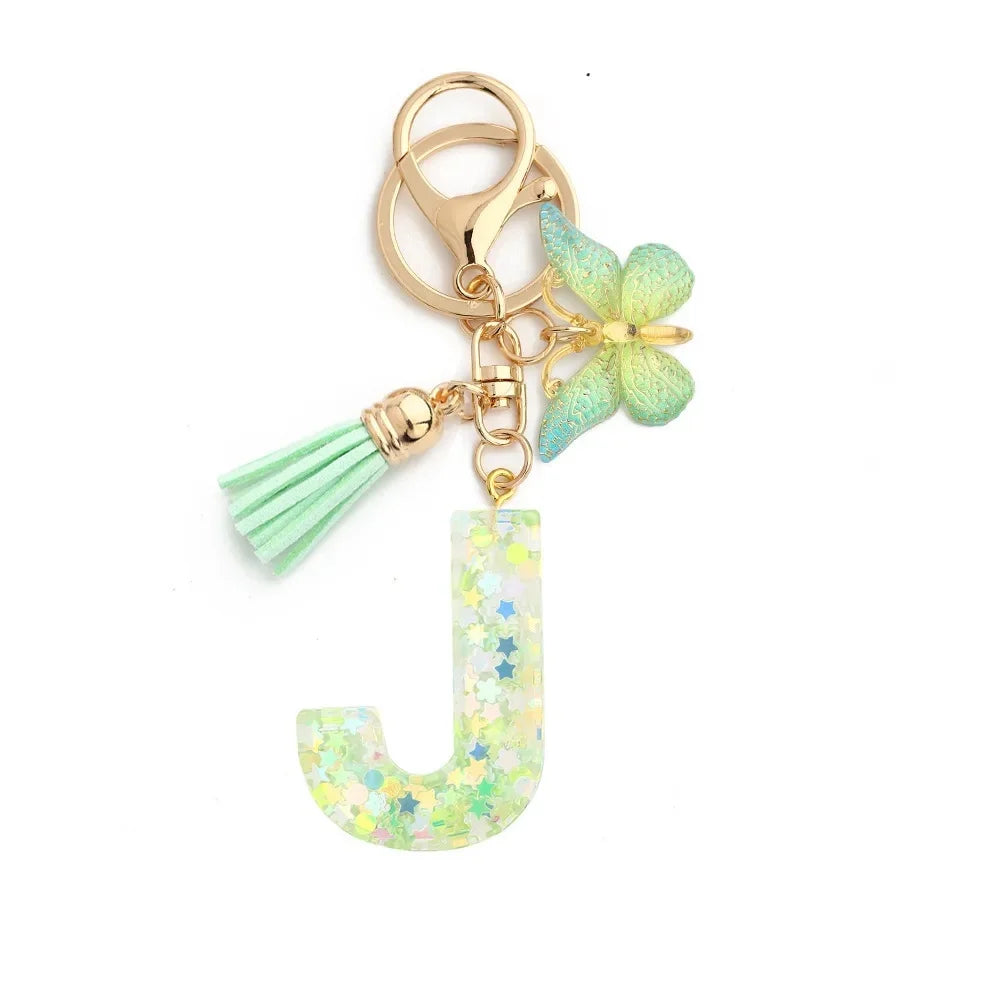 Green Butterfly Resin Keychain - Chic Gift Accessory