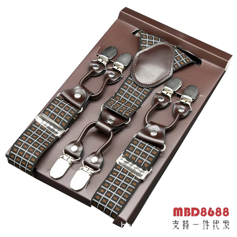 Adjustable 6-Clip Suspenders for Men & Women