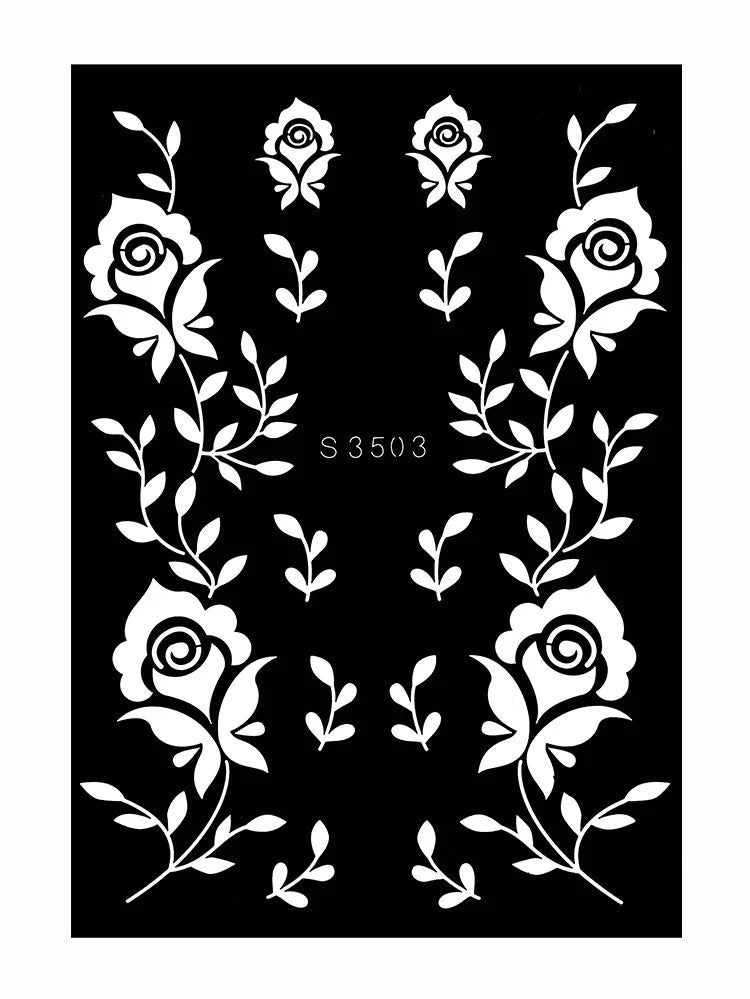 Pochoir Henné Fleurs - Tatouage Éphémère Réutilisable