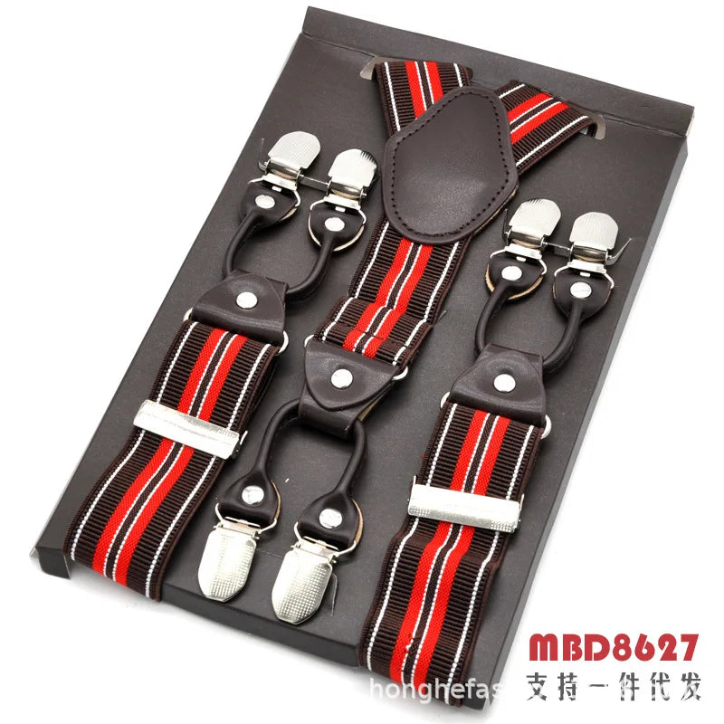 Adjustable 6-Clip Suspenders for Men & Women