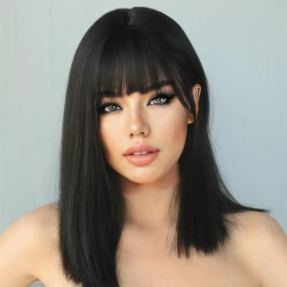 Perruque Lisse Noir Mi-Longue XPEL pour Femme