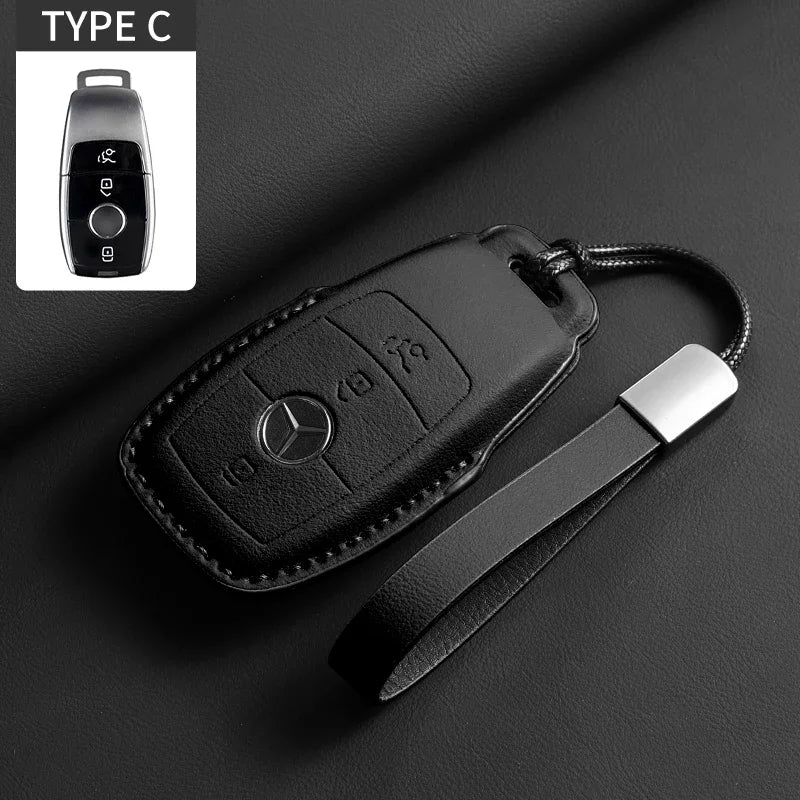 Luxury Leather Remote Key Case for Mercedes Models