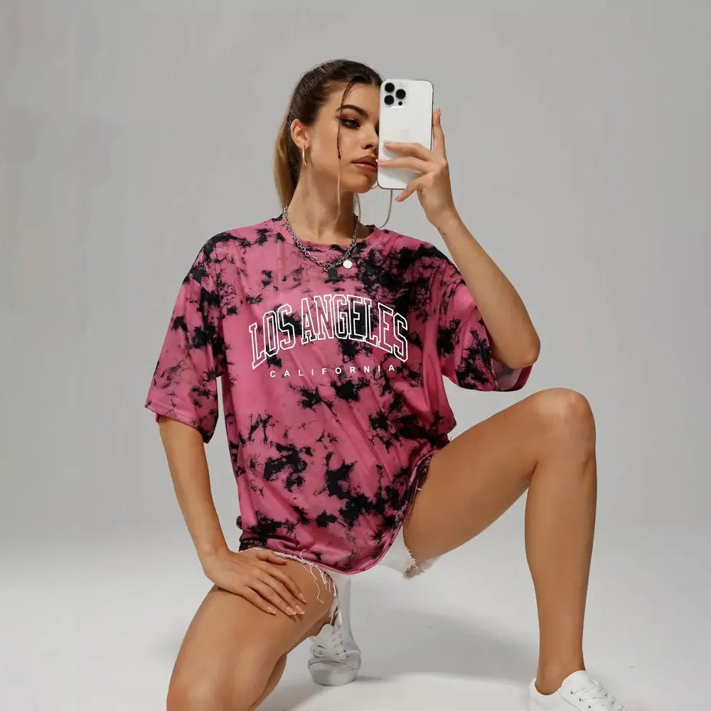 T-shirt Femme Tie & Dye Écriture Été