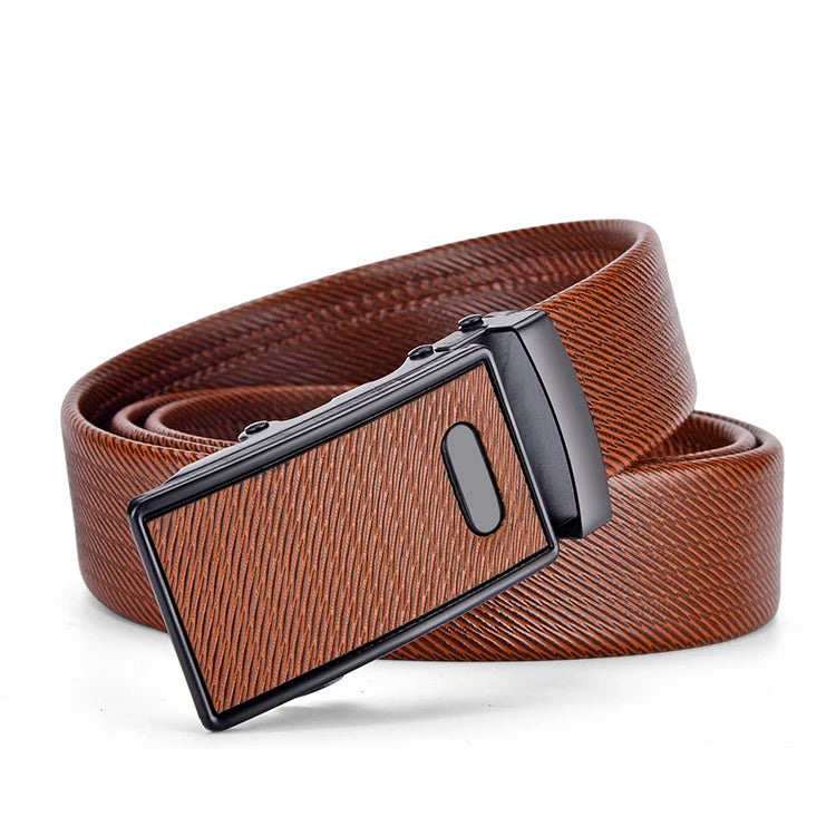 Ceinture Cuir Noir Homme, Boucle Métallique Automatique