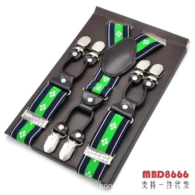 Adjustable 6-Clip Suspenders for Men & Women