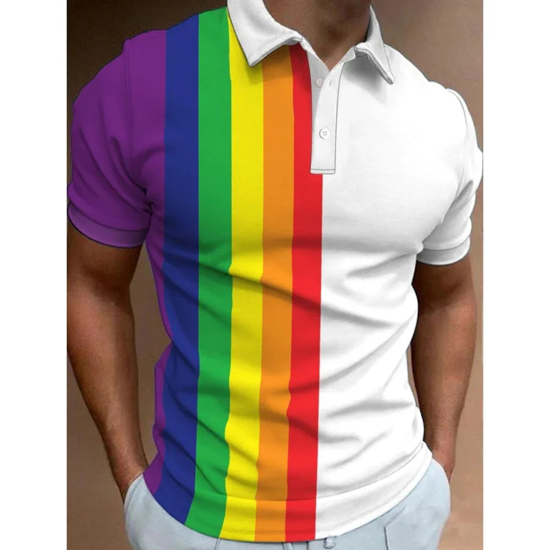 Polo Arc-en-Ciel 3D Casual Homme